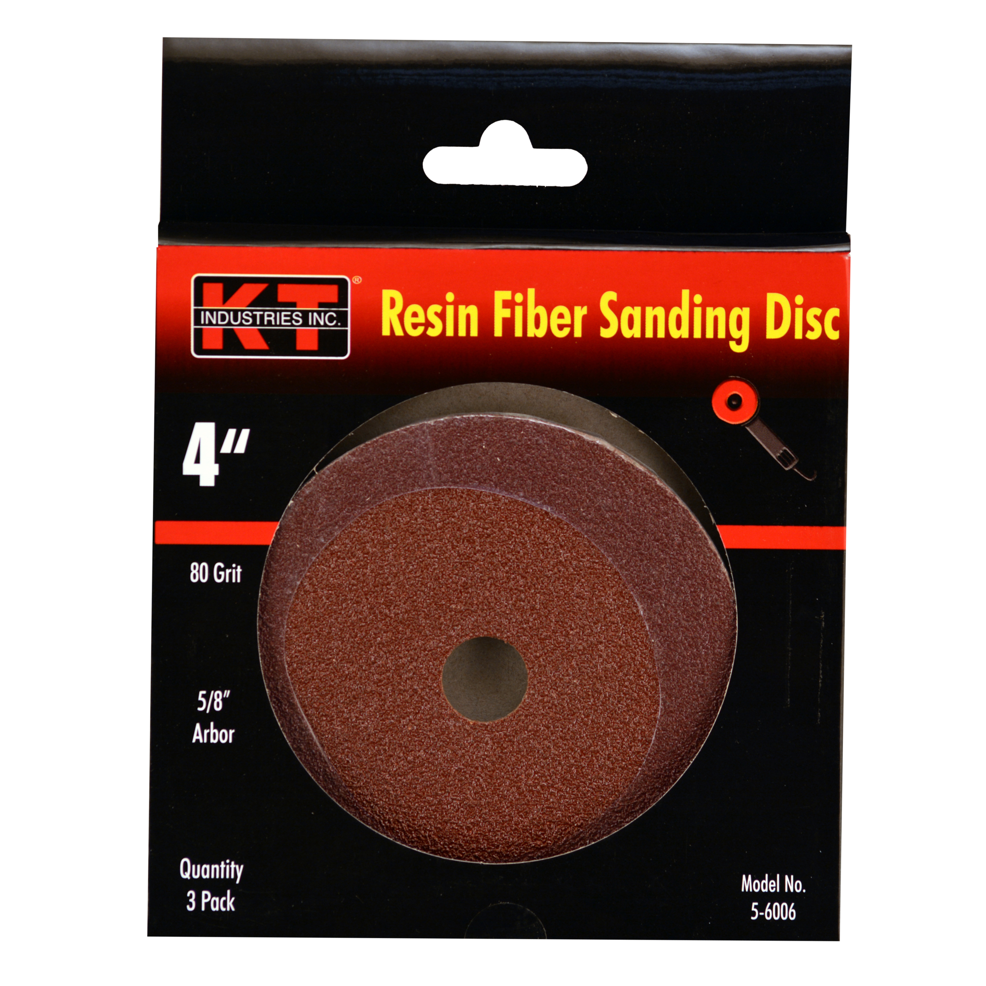 K-T Industries Sanding Discs — 4in., 80 Grit, Aluminum Oxide, 3 Pk, Model# 5-6006